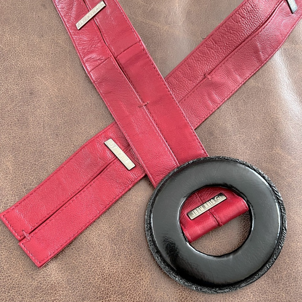 Gian Mori red leather belt. Length 36 (max) x 2.